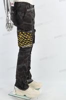Camouflage stitched side pockets Mans Stack Jeans
