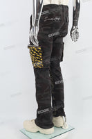 Camouflage stitched side pockets Mans Stack Jeans