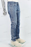 Blue Embroidered Diamonds Men's Mans Skinny Jeans