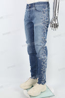 Blue Embroidered Diamonds Men's Mans Skinny Jeans