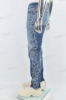 Blue Embroidered Diamonds Men's Mans Skinny Jeans