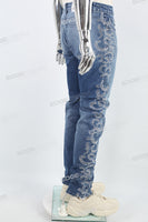 Blue Embroidered Diamonds Men's Mans Skinny Jeans