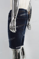 Dark Blue Ripped Men's Denim Shorts