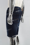Dark Blue Ripped Men's Denim Shorts