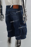 Dark Blue Side Cargo Pocket Men's Denim Shorts
