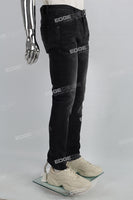 3D Embossing Of Black And Grey Torn Mans Skinny Jeans