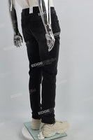 3D Embossing Of Black And Grey Torn Mans Skinny Jeans