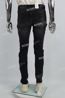 3D Embossing Of Black And Grey Torn Mans Skinny Jeans