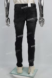 3D Embossing Of Black And Grey Torn Mans Skinny Jeans