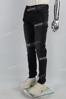3D Embossing Of Black And Grey Torn Mans Skinny Jeans