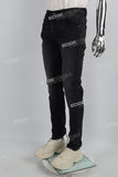 3D Embossing Of Black And Grey Torn Mans Skinny Jeans