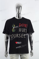 Black Graffiti Print Embroidered T-shirt