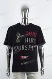 Black Graffiti Print Embroidered T-shirt