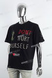 Black Graffiti Print Embroidered T-shirt