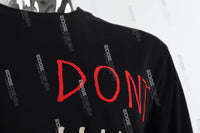 Black Graffiti Print Embroidered T-shirt