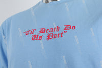 Hot Skull Print Embroidered Light Blue T-shirt