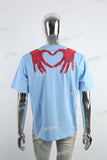 Hot Skull Print Embroidered Light Blue T-shirt