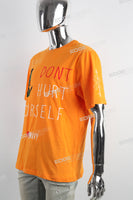Orange Graffiti Print Embroidered T-shirt