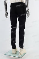 Black Embroidered Print Mans Skinny Jeans