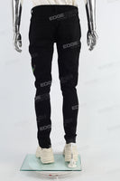 Black Embroidered Print Mans Skinny Jeans