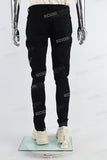 Black Embroidered Print Mans Skinny Jeans