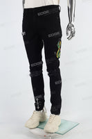 Black Embroidered Print Mans Skinny Jeans