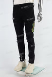 Black Embroidered Print Mans Skinny Jeans