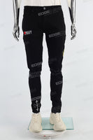 Black Embroidered Print Mans Skinny Jeans