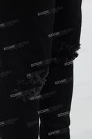 Black Embroidered Print Mans Skinny Jeans