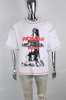 Contrasting Structured Line Print White T-shirt