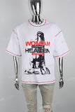 Contrasting Structured Line Print White T-shirt