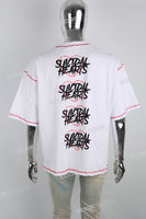 Contrasting Structured Line Print White T-shirt
