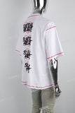 Contrasting Structured Line Print White T-shirt