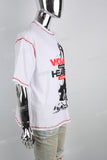 Contrasting Structured Line Print White T-shirt