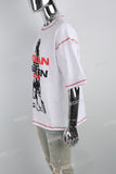 Contrasting Structured Line Print White T-shirt