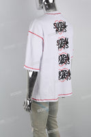 Contrasting Structured Line Print White T-shirt