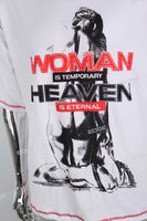 Contrasting Structured Line Print White T-shirt