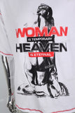 Contrasting Structured Line Print White T-shirt