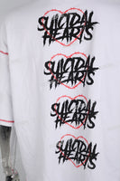 Contrasting Structured Line Print White T-shirt