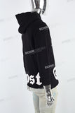 Black Bubble Print Embroidered Men's Hoodies