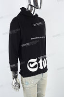 Black Bubble Print Embroidered Men's Hoodies