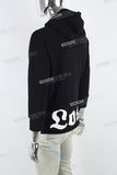 Black Bubble Print Embroidered Men's Hoodies