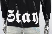 Black Bubble Print Embroidered Men's Hoodies