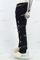 Black Alpha Gothic Logo Print Mans Stack Jeans