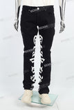 Black Alpha Gothic Logo Print Mans Stack Jeans