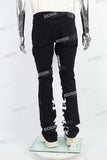 Black Alpha Gothic Logo Print Mans Stack Jeans