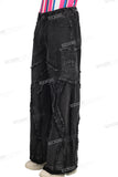 Custom Logo Men Straight Embroidery Patchwork Baggy Jeans