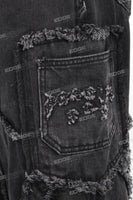 Custom Logo Men Straight Embroidery Patchwork Baggy Jeans