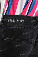 Custom Logo Men Straight Embroidery Patchwork Baggy Jeans