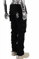 2023 New Custom Fashion Black Embroidery Patchwork Jeans For Men